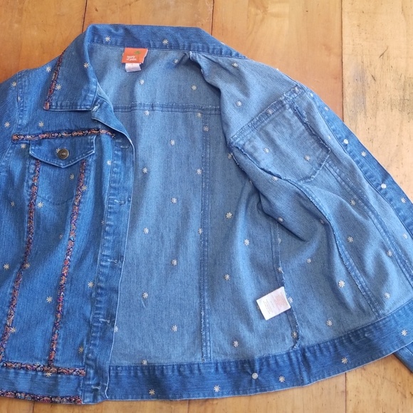 Hearts Of Palm Embroidered Denim Jacket Sz 14 - Picture 8 of 8